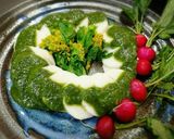 旨っ❤️長芋と菜の花のバジルソースかけ作り方15写真