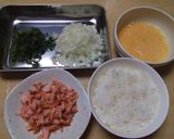 簡単ランチ　ポン酢で鮭しそチャーハン作り方2写真