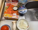 スモークサーモンと生クリームスパゲッティ作り方1写真