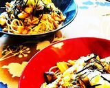 鶏挽き肉とタラと野菜の簡単和風パスタ作り方5写真