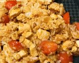 生玉オムライス●チキンライスに卵黄のせて作り方3写真