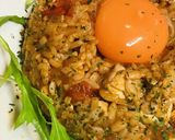 生玉オムライス●チキンライスに卵黄のせて作り方4写真