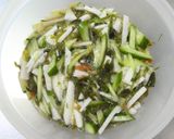 めかぶ山芋きゅうりの梅肉めんつゆ和え作り方2写真