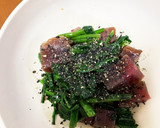 燻製マグロと青菜の黒胡麻和え作り方1写真