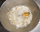 たこ焼き粉で菜の花と桜エビのお好み焼き作り方3写真