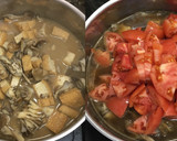 厚揚げと舞茸・トマト・水菜の胡麻大葉煮作り方3写真