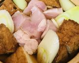 鶏肉と根菜＆厚揚げのめんつゆうどん鍋作り方3写真