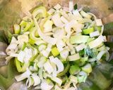 ネギ味噌のカルボナーラ　豆乳仕立て作り方1写真