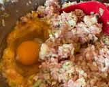 キャベツたっぷり合挽きミンチのお好み焼き作り方4写真