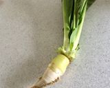 小松菜の根 カレー炒め作り方1写真