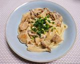 ランチに♫鶏もも肉の味噌クリームうどん作り方5写真