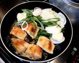 カリッと揚げ鯖たっぷり長ネギのせラーメン作り方6写真