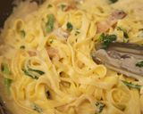 春待ち＊春菊とベーコンのクリームパスタ作り方9写真