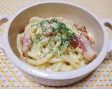 電子レンジで簡単♡濃厚カルボナーラうどん作り方4写真