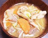 鶏ときのこの具沢山みそ汁作り方12写真