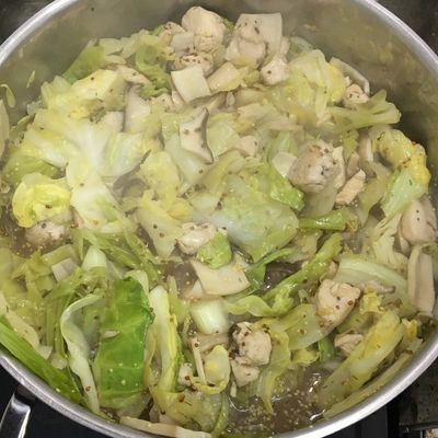 ささみとキャベツの黒ビール・マスタード煮 by 週末の炊出し