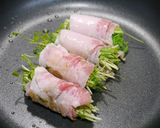 簡単！たっぷり豆苗のベーコン豚バラ巻き作り方4写真