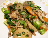 蓮根と青梗菜と豚バラ肉の中華炒め作り方6写真