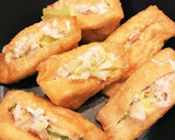 三角揚げのツナ缶キャベツネギつめ焼き作り方3写真