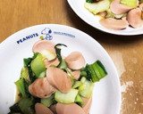 青梗菜とおさかなソーセージのポン酢炒め♪作り方3写真