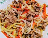 豚肉とせん切りたけのこの炒め物作り方1写真