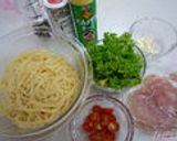 生ハムとミニトマトのパスタ♫ฺ♦｡+ﾟ作り方3写真