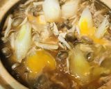 雑炊●鶏肉と長ネギ&キノコの赤味噌雑炊作り方4写真