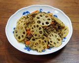 レンコンとひき肉のカレー炒め作り方6写真