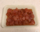 ごま卵醤油が旨い、マグロと山芋の角あえ丼作り方1写真