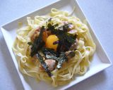 鶏の味噌漬けの親子パスタ。作り方5写真