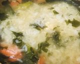 鶏肉と豆腐の赤味噌ネギ生姜雑炊作り方2写真