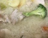 鶏肉と人参＆馬鈴薯＆ブロッコリーの卵雑炊作り方2写真
