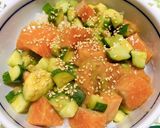 簡単☆アヒポキ風サーモンアボカド丼作り方4写真