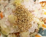 レンジ林檎入りシチューひき肉のせドーム蒸作り方20写真