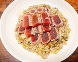 炙り鮪ときのこのガーリックバターソテー作り方10写真