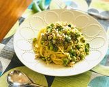 うすい豆と鶏ミンチのクリームパスタ　作り方7写真