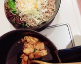 野菜と甘辛鶏肉のせ蕎麦作り方5写真