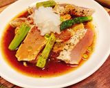 まぐろと長芋とアスパラのバター醤油焼き♡作り方6写真