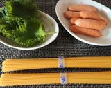 簡単【大葉とウインナーのガリバタパスタ】作り方1写真