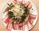 (簡単)レンジで豚バラえのき豆苗蒸し作り方4写真