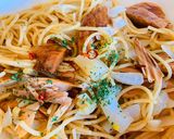 新玉ねぎ季節限定！鰹ペペロンチーノパスタ作り方4写真