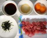 混ぜるだけ！焼肉のタレでユッケ風マグロ丼作り方1写真