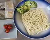 レンジで簡単★ランチに！パスタ風うどん作り方1写真