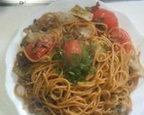 牛肉とトマトとレタスのパスタ作り方6写真