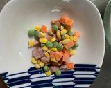 レンジ簡単梅クリームパエリア風味炒飯弁当作り方2写真
