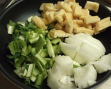 小松菜と薄揚げと新玉ねぎの塩焼きそば作り方1写真