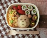 材料4つ★タコのデコおにぎり弁当作り方5写真