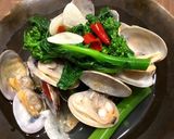 お酒がすすむ！ピリ辛あさりと菜花の酒蒸し作り方5写真
