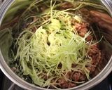 mめんつゆdeキャベツとひき肉卵とじ丼作り方2写真