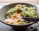 mめんつゆdeキャベツとひき肉卵とじ丼作り方7写真